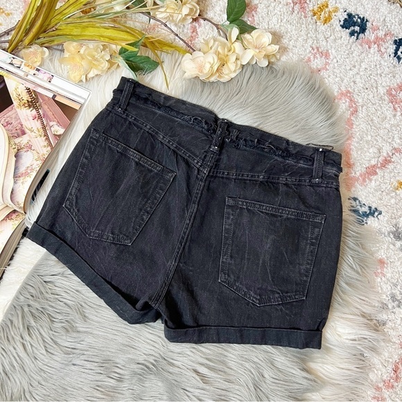Helmut Lang Black Vain High Rise Rolled Boyfriend Women’s Denim Shorts Sz 26 - Picture 10 of 10